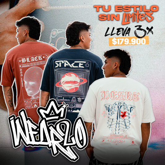 Oferta de 3 unidades Black + Space + Heart